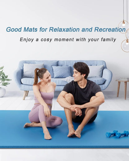 Extra Large Yoga Mat 78X51" 1/2" Thick NBR Foam Exercise Mats for Home Gym Workout, Blue