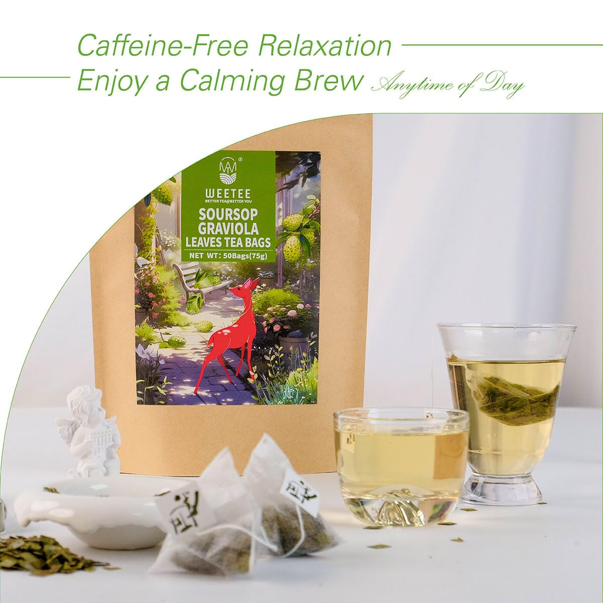 Soursop Leaves Tea Bags 50 Count, Made with 100% Pure Soursop Graviola/Guanabana Leaves, Natural Caffeine-Free Herbal Tea, Corn Fiber Tea Bags
