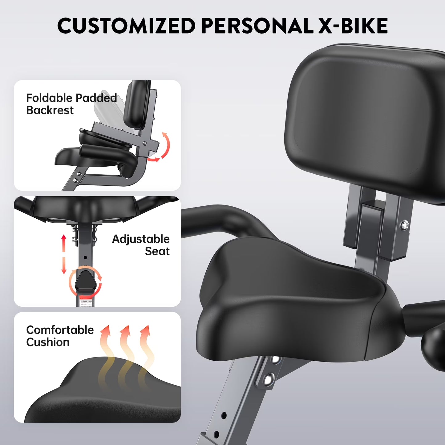 4In1 Folding Exercise Bike Indoor Home Cycling Bike Stationary Magnetic Cycling Bicycle X Bike Gym Workout 300 Lbs