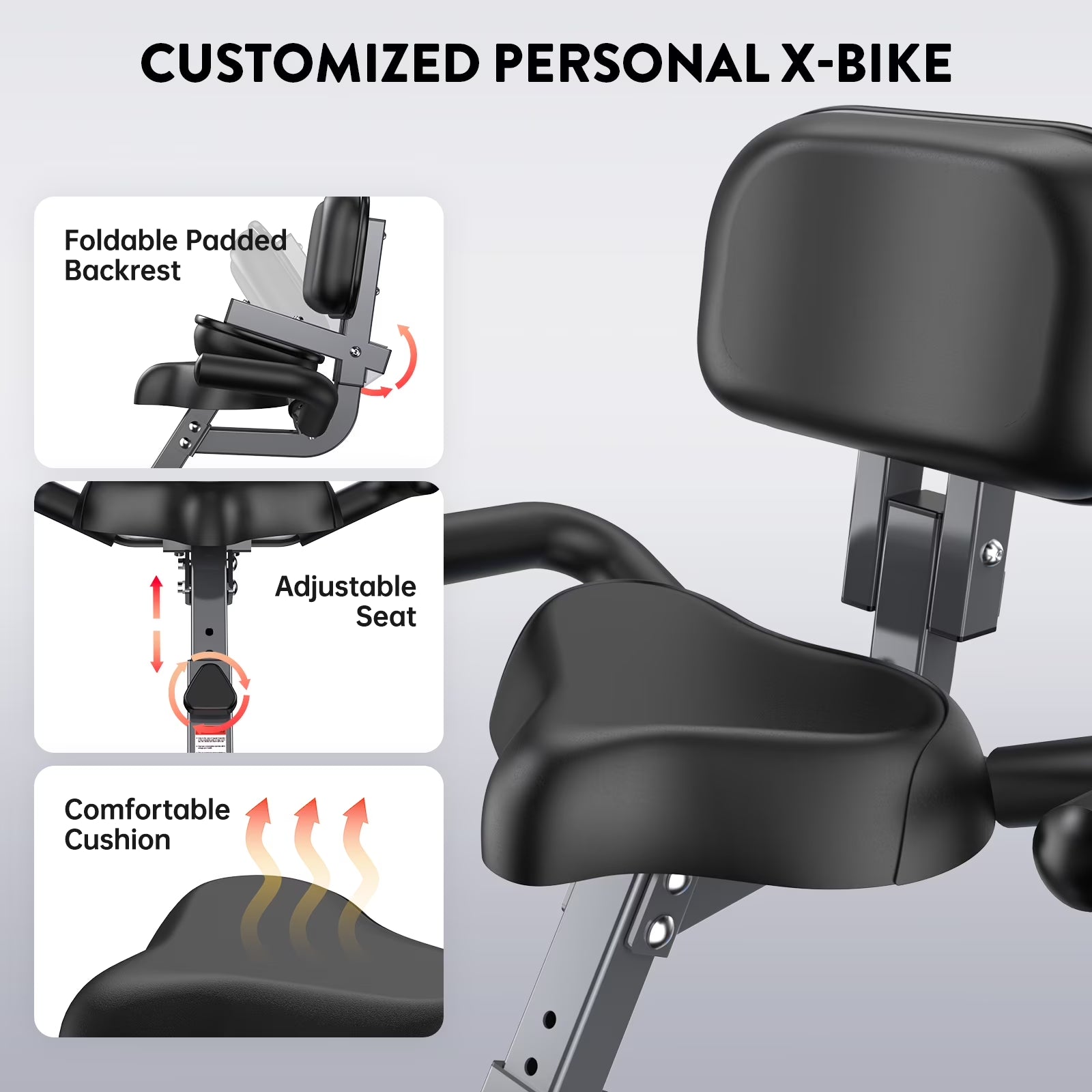 4In1 Folding Exercise Bike Indoor Home Cycling Bike Stationary Magnetic Cycling Bicycle X Bike Gym Workout 300 Lbs
