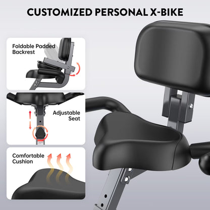 4In1 Folding Exercise Bike Indoor Home Cycling Bike Stationary Magnetic Cycling Bicycle X Bike Gym Workout 300 Lbs