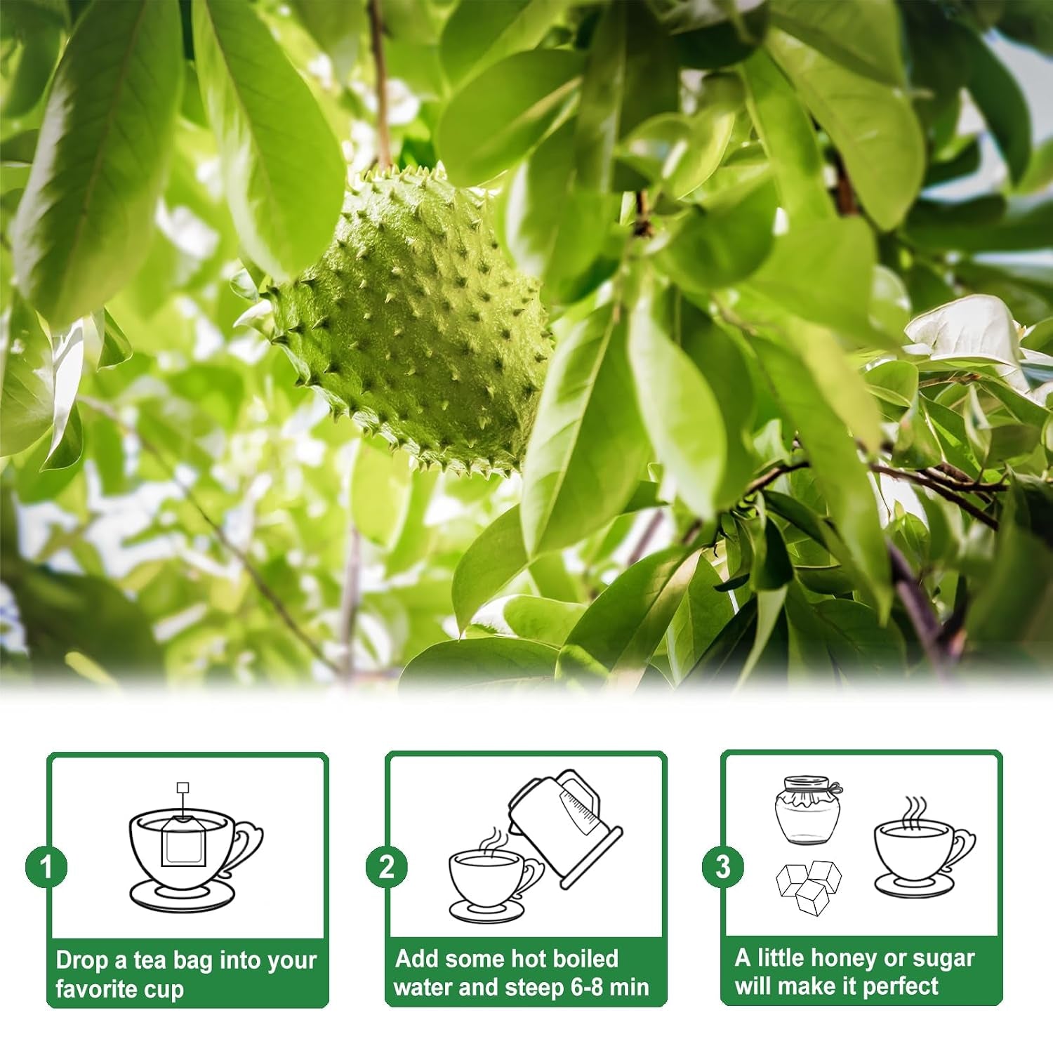 - Soursop Leaves Tea - 1.5G X 50 Count - 100% Pure Soursop Graviola Leaves Tea Bag - Country of Origin Thailand - Support Digestion & Rich in Nutrients