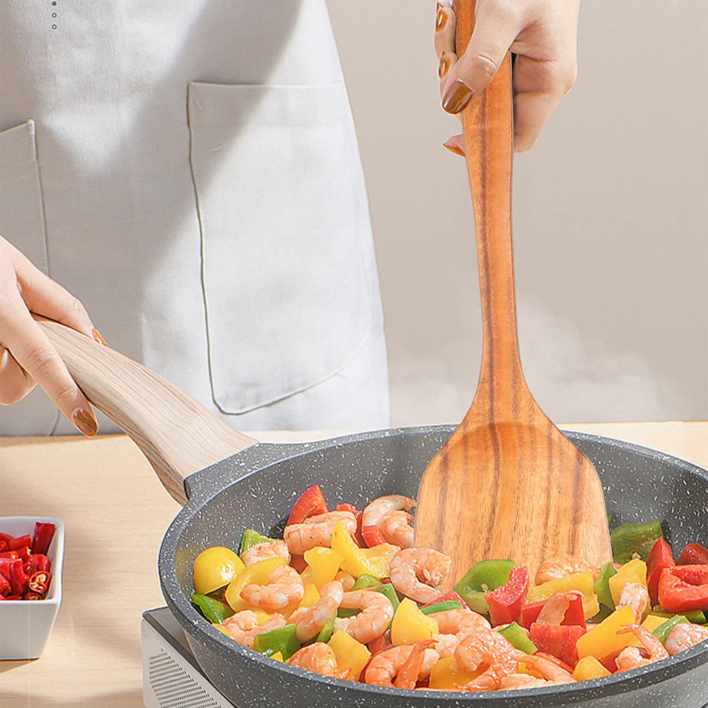 1-10 PC Wooden Cooking Spoons Smooth Teak Wooden Cooking Utensils Non-Stick Wooden Cooking Utensils – Wooden Spoons Set