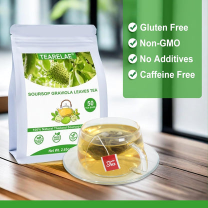 - Soursop Leaves Tea - 1.5G X 50 Count - 100% Pure Soursop Graviola Leaves Tea Bag - Country of Origin Thailand - Support Digestion & Rich in Nutrients