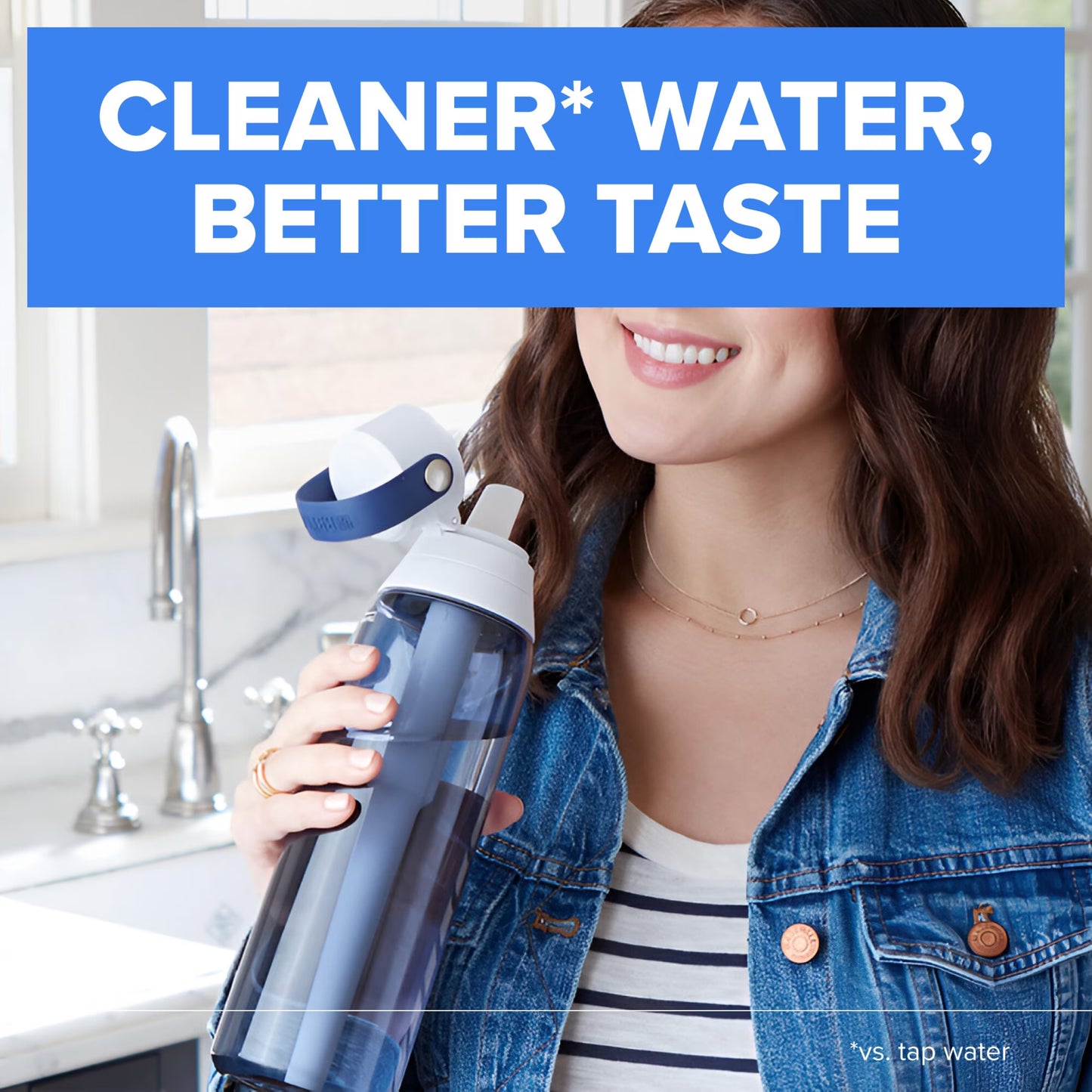 36 Oz Premium Plastic Filtered Water Bottle, Orchid, Leak Proof, BPA Free with Straw