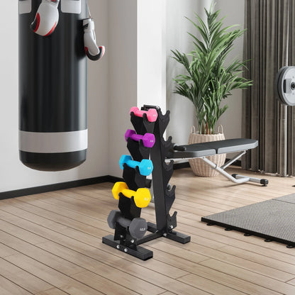 56 Lb Neoprene Coated Iron Dumbbell Hex Weights Set with Stand, Color-Coded