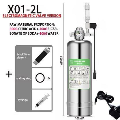 Aquarium DIY CO2 Generator System Kit Stainless Steel CO2 Cylinder Generator System Carbon Dioxide Reactor Kit for Plant Fish